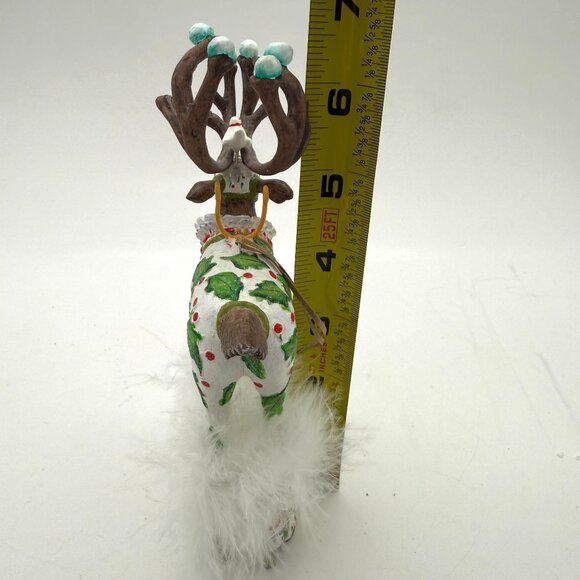 Vtg Patience Brewster Dash Away Vixen Reindeer Ornament w/ Box Feather Trim 7 in - Picture 13 of 15